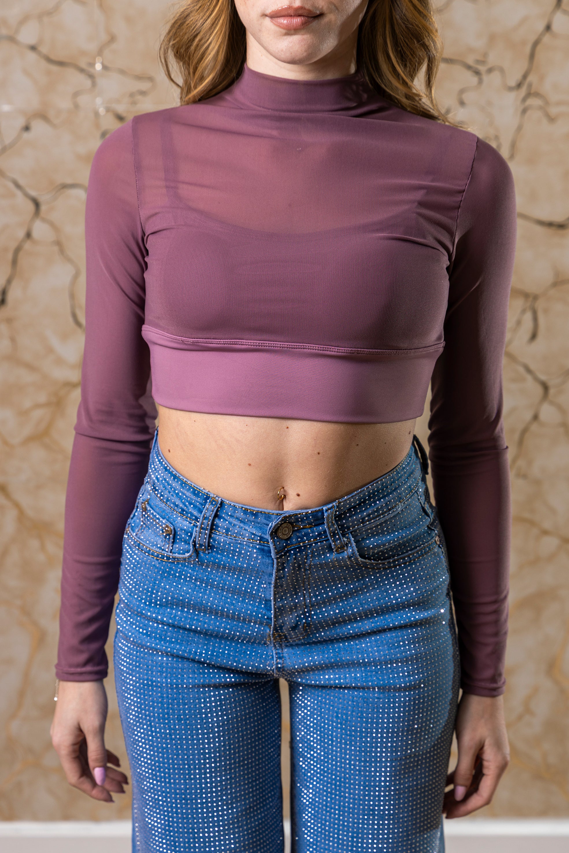 MAGLIA VIOLA IN TULLE