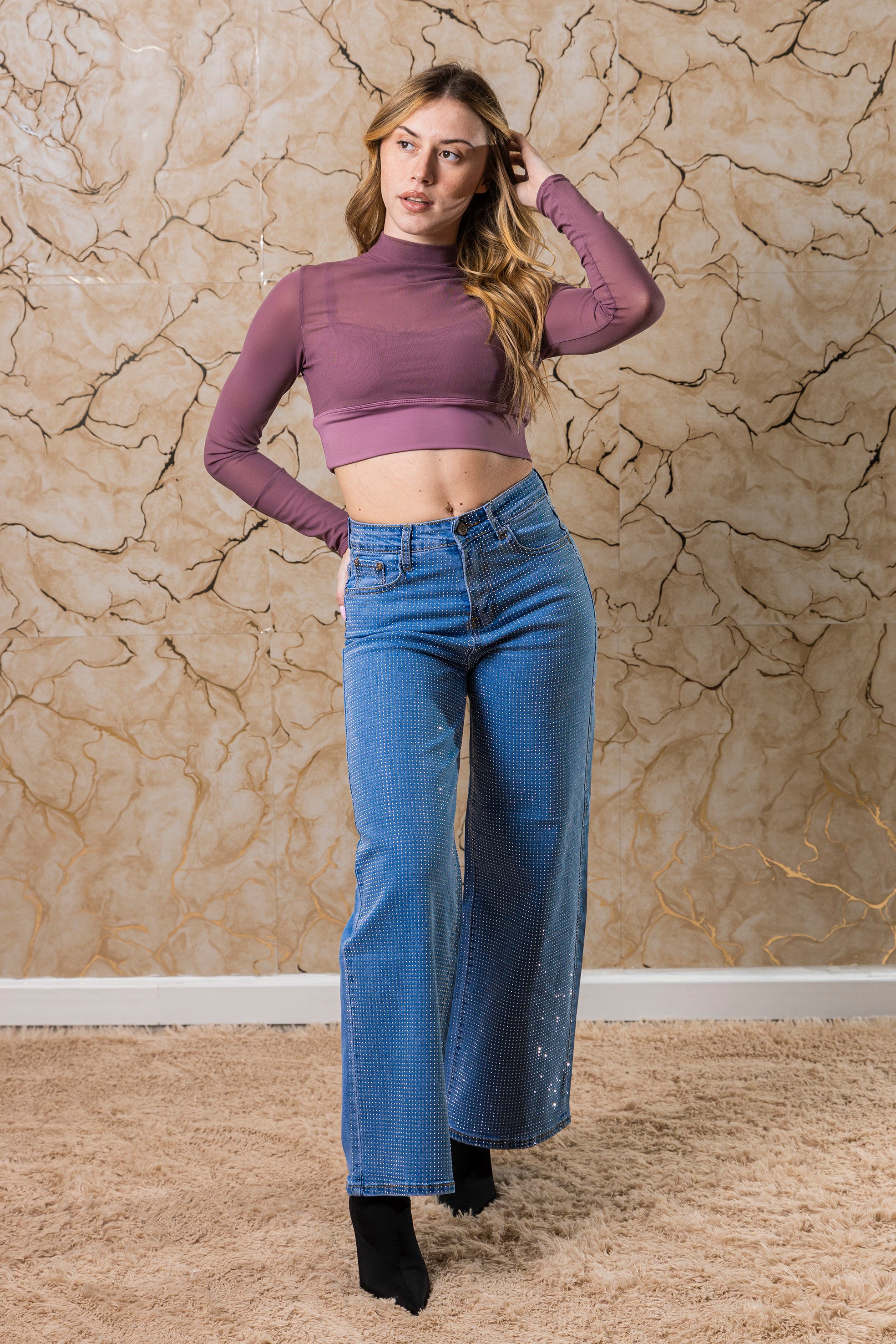 MAGLIA VIOLA IN TULLE